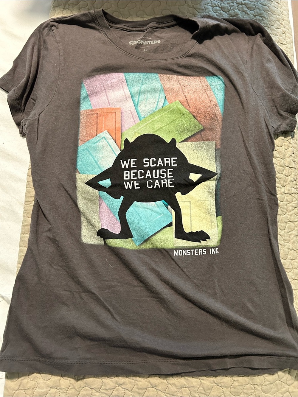 ‘We Scare Because We Care’ Grey Graphic T-Shirt